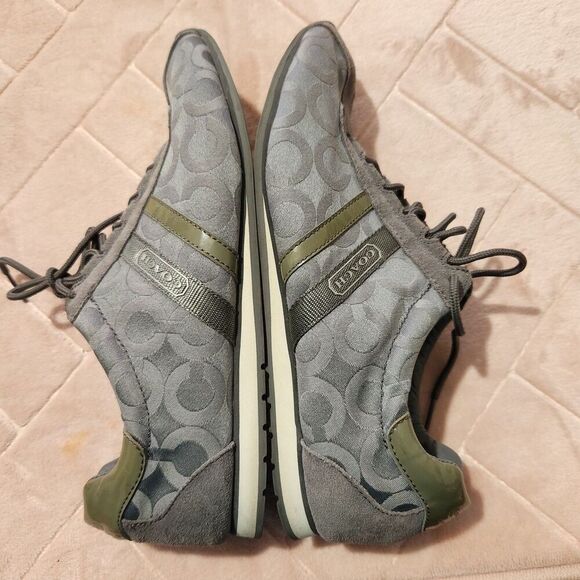 COACH Sneakers For Women Size US 11 M Gray Kathleen Coach Logo Leather - Picture 6 of 12